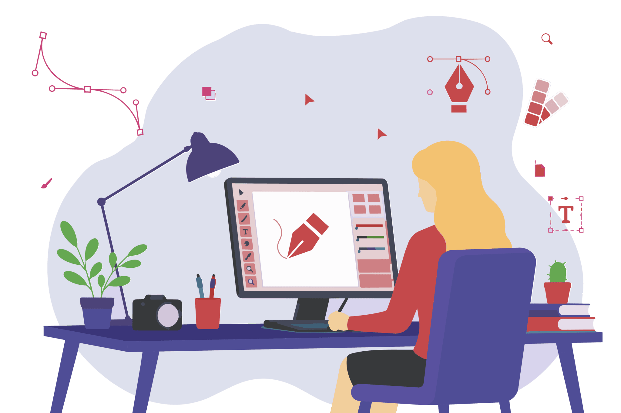 Illustration femme designer graphique.