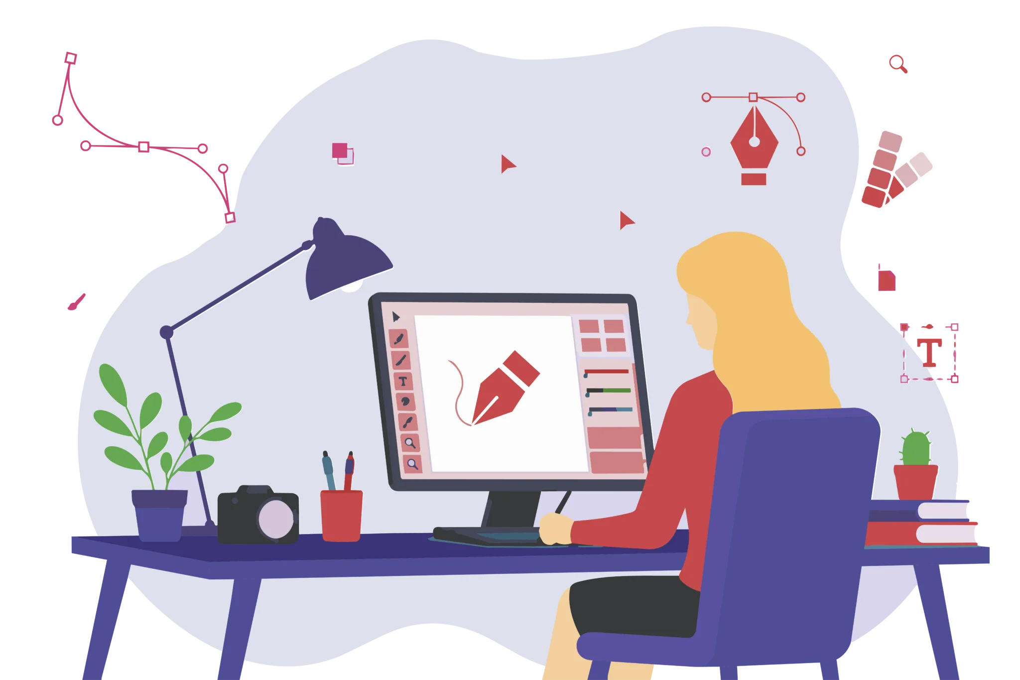 Illustration femme designer graphique.