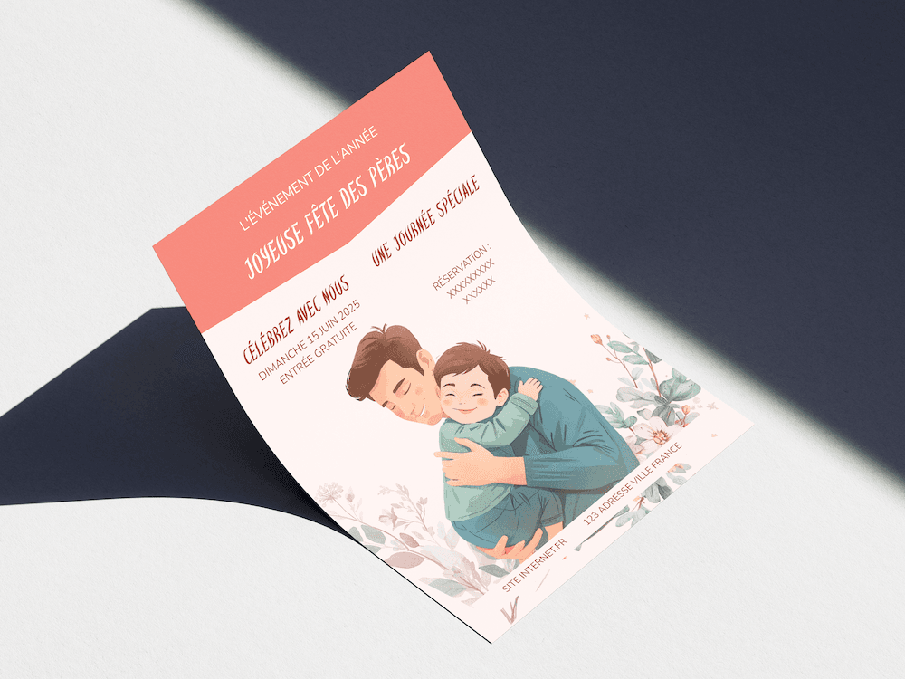 Conception flyer spécial "fête des pères". Support de communication imprimé.