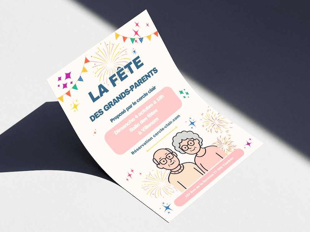 Création flyer spécial "fête des grands-parents". Support de communication imprimé.