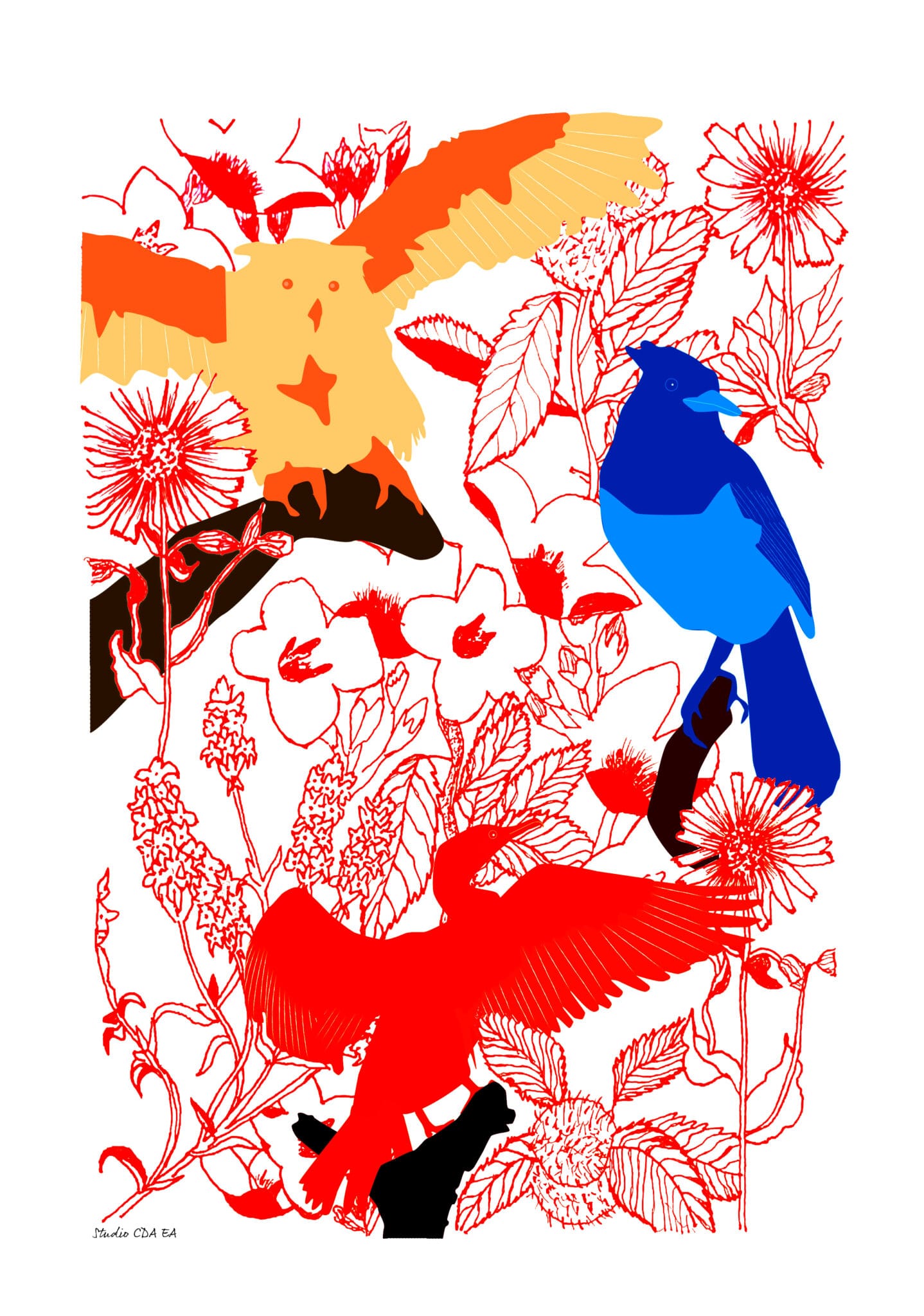 Conception illustration thème Les Vosges (la faune et la flore).